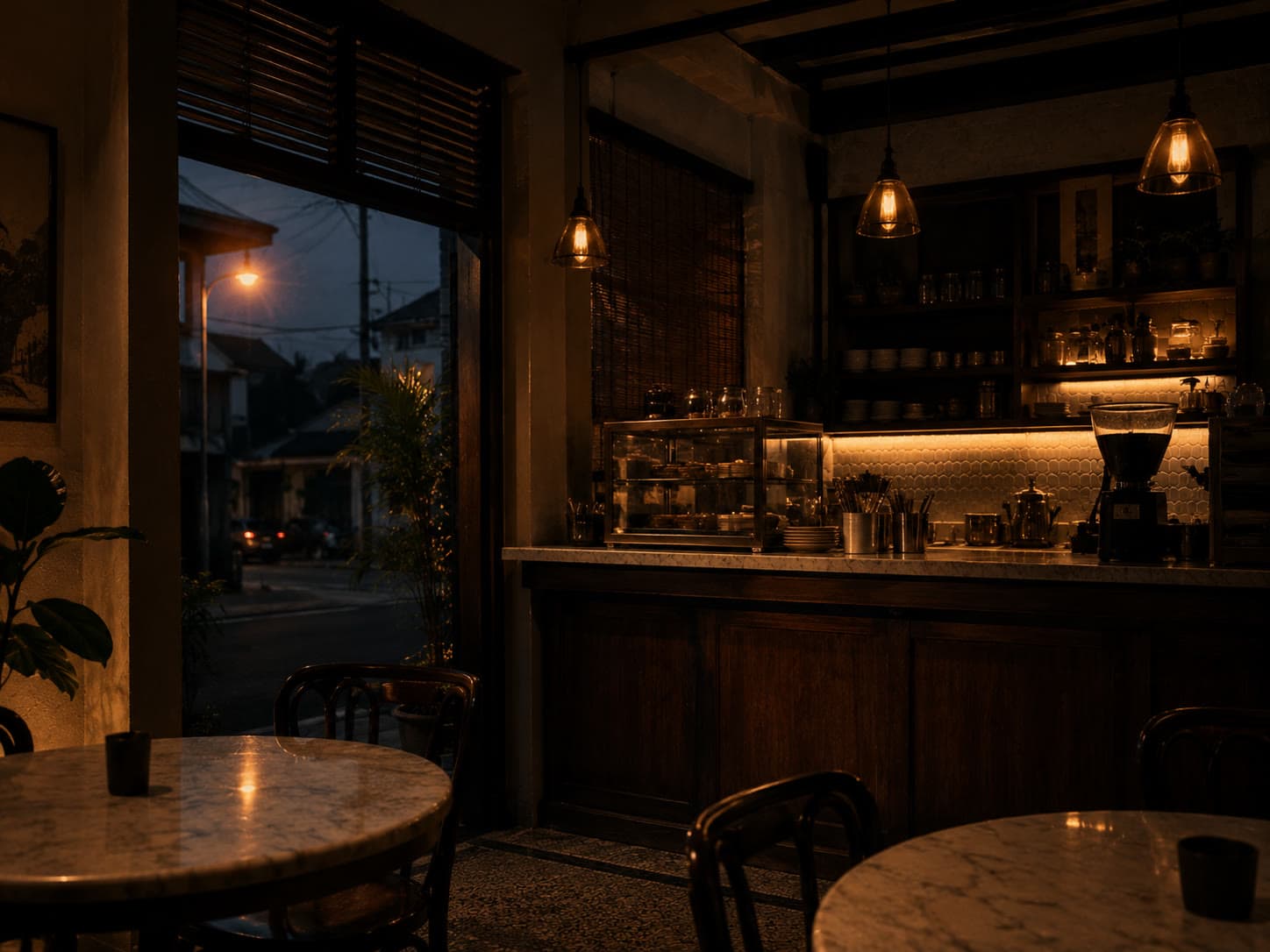 Warm premium interior with editorial lighting
